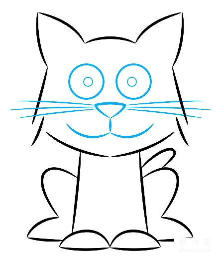 有颜色的小猫的简笔画简单画法