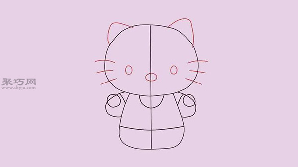 站着的Hello Kitty的画法 教你可爱的卡通凯蒂猫怎么画