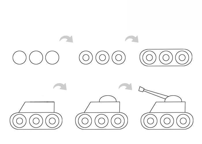 坦克简笔画的步骤和上色教程