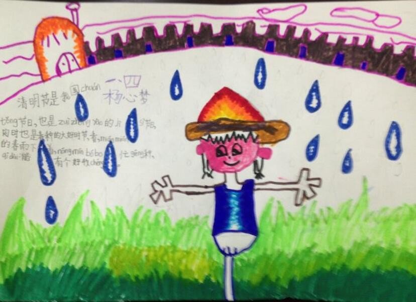 及时的春雨清明节小学生的绘画作品欣赏