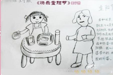 儿童画重阳节的画-快乐重阳节