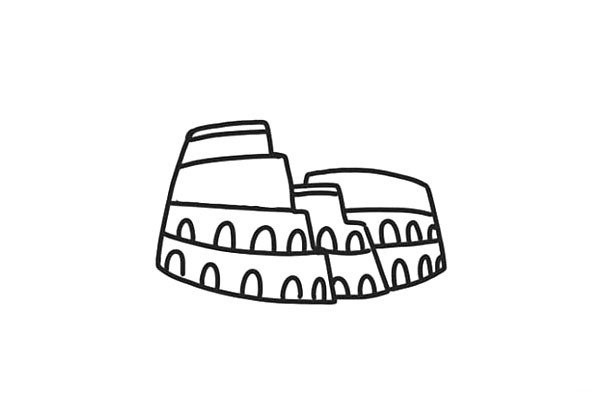 罗马斗兽场简笔画绘画步骤