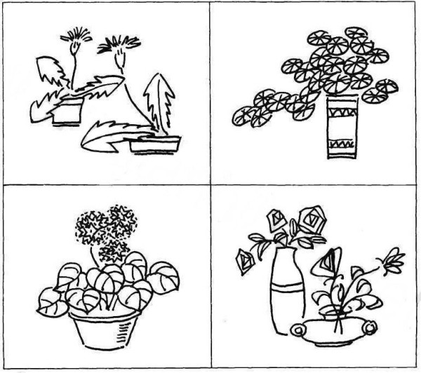 漂亮的植物盆景简笔画