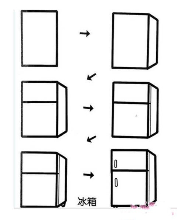 冰箱简笔画教程步骤图大全：怎么画冰箱