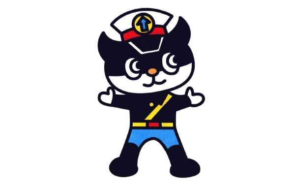 威风的黑猫警长简笔画涂色素材