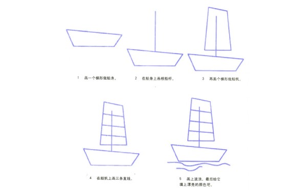 彩色帆船简笔画详细画法教程