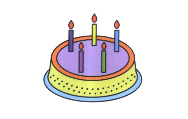 生日彩色蛋糕简笔画步骤教程
