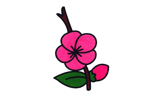 手绘梅花简笔画的填色画法