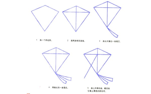 彩色风筝简笔画画法教程