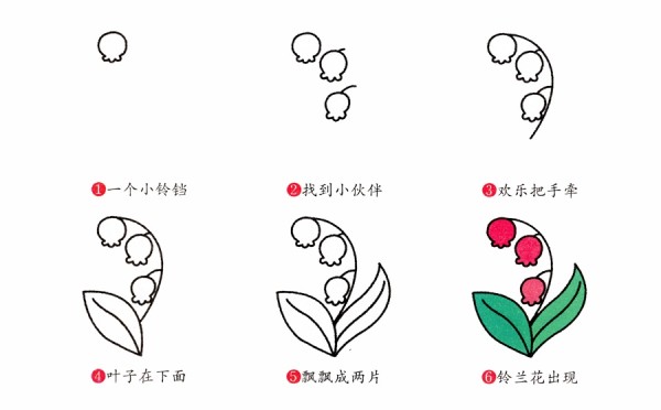 铃兰花简笔画画法教程