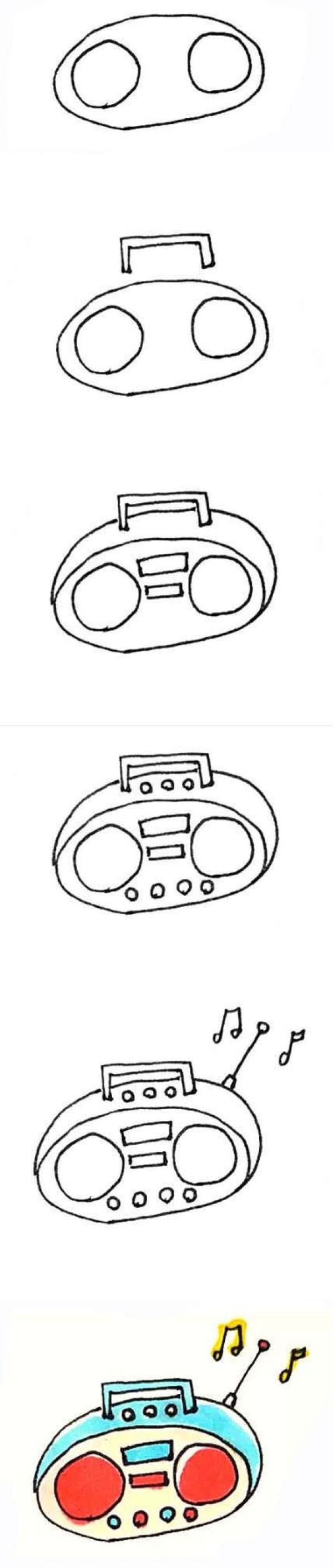 怎么画彩色卡通收音机