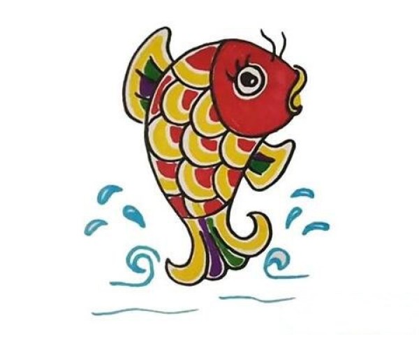 一步一步画卡通鲤鱼简笔画