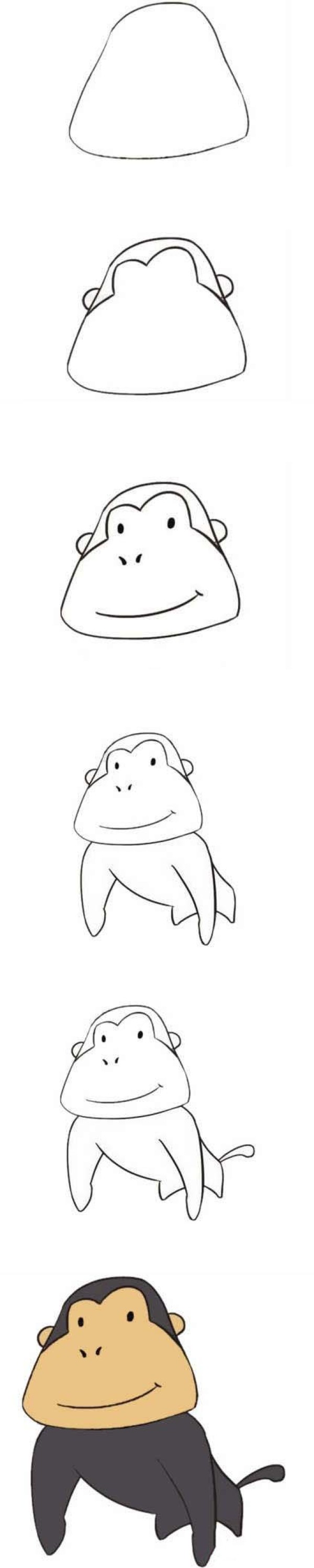 卡通黑猩猩简笔画