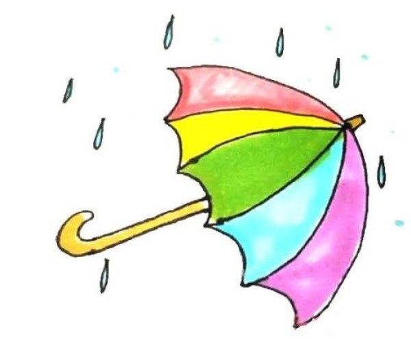 一步一步绘画彩色雨伞简笔画