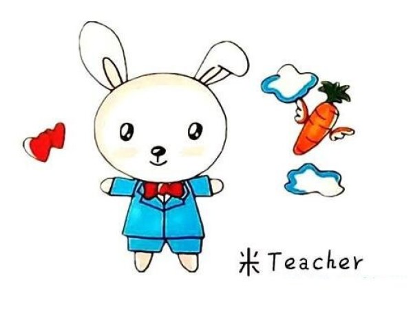 怎么画小白兔吃萝卜