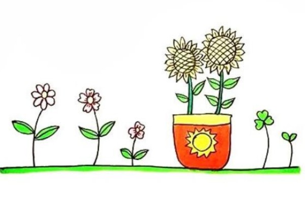 盆栽向日葵怎么画