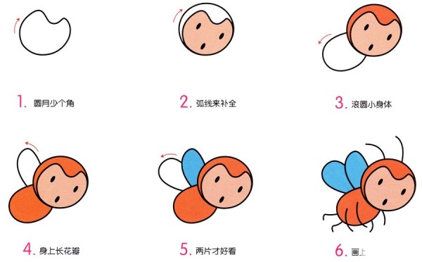 萌萌的卡通小蜜蜂简笔画