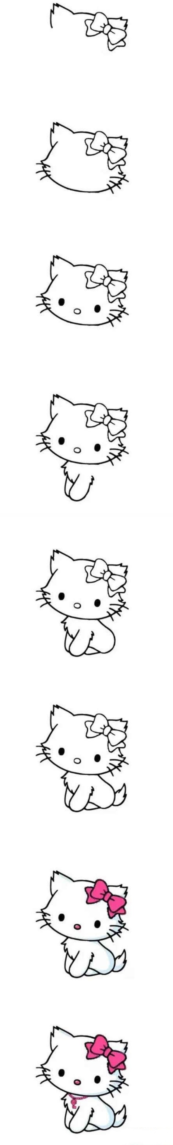 怎么画戴蝴蝶结的小猫咪