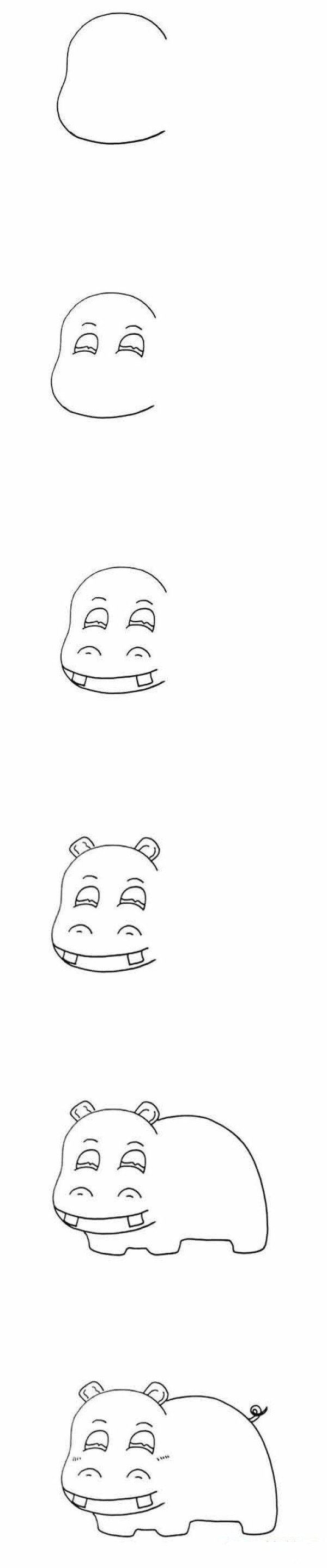 怎么画可爱的河马