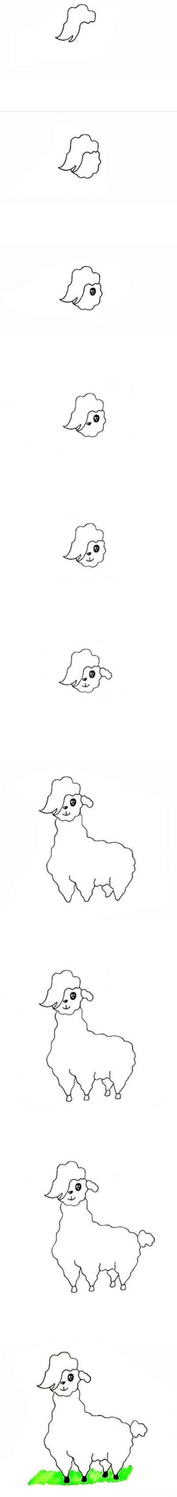 可爱呆萌的卡通羊驼怎么画