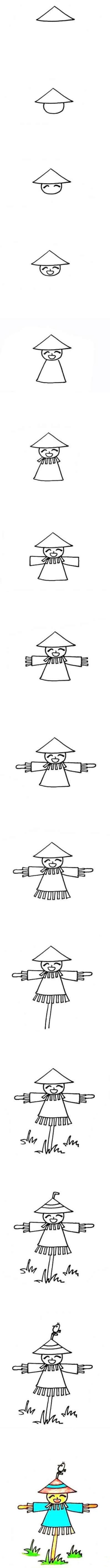 怎么画好看的稻草人