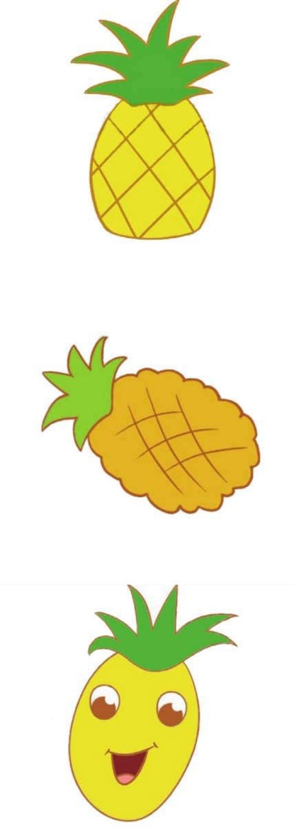 卡通彩色凤梨简笔画