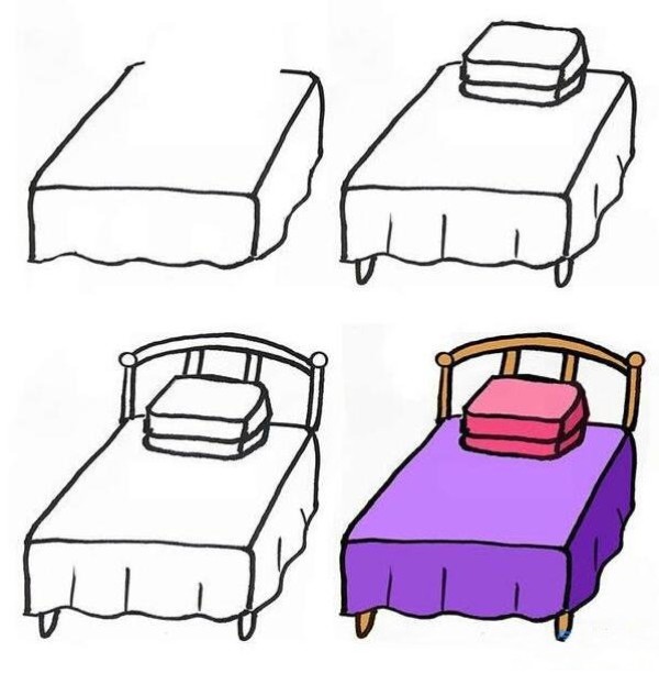 涂色小床简笔画图片