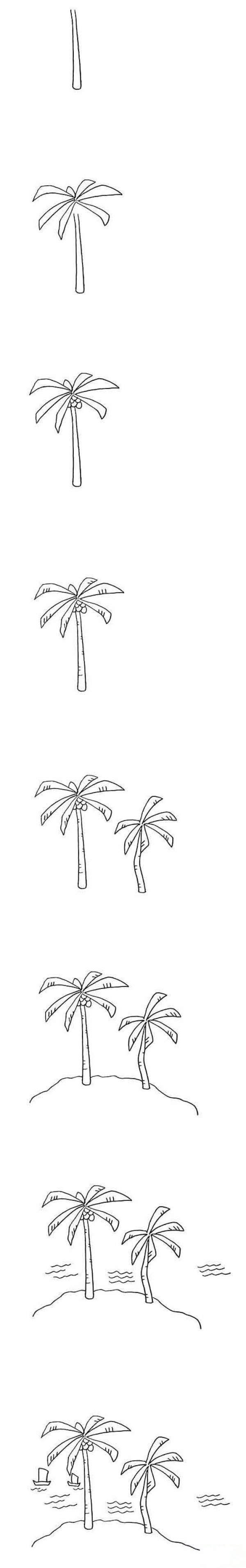 1分钟画椰子树简笔画