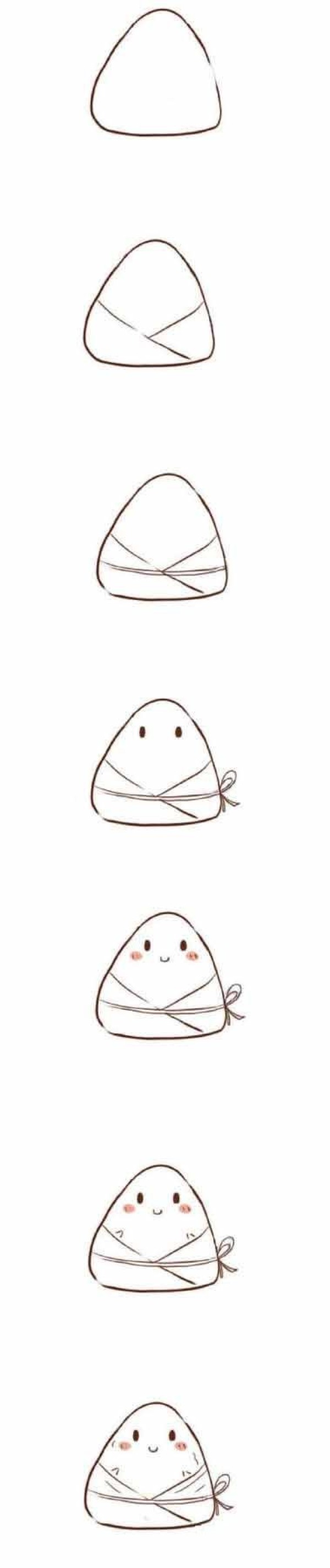 一步一步画卡通粽子简笔画