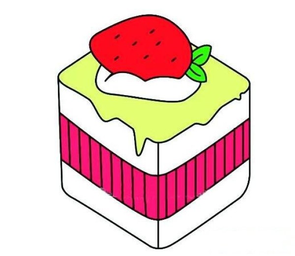一步一步绘画草莓蛋糕简笔画