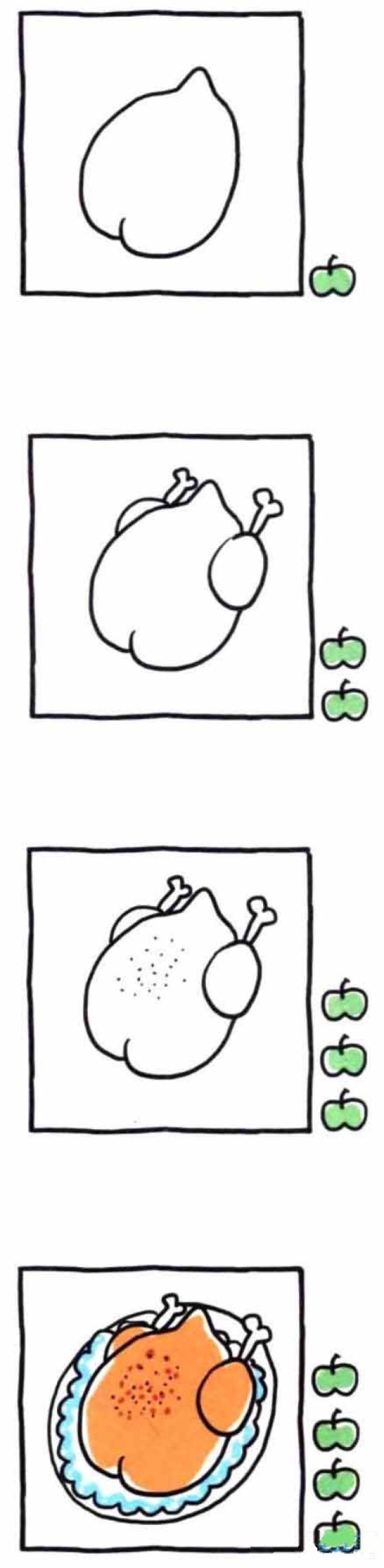 怎么画一盘烤鸡