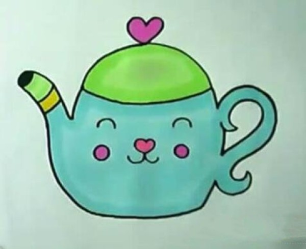 怎么画可爱的彩色茶壶