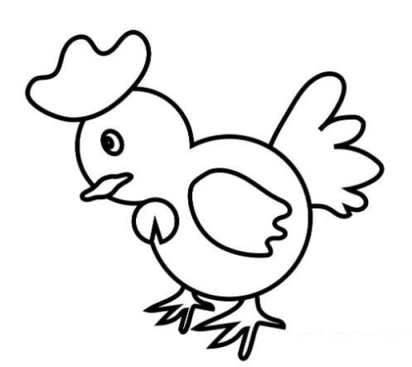 彩色的卡通小公鸡
