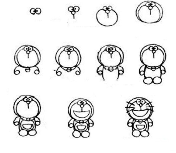一步步画神奇的哆啦a梦简笔画