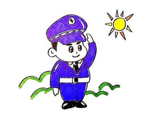 一步一步画帅气的警察叔叔简笔画