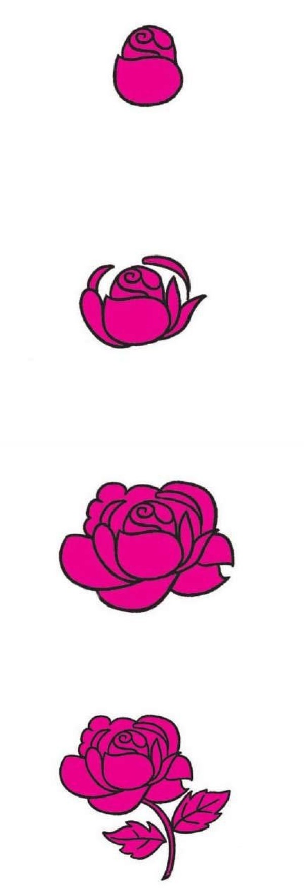 火红的玫瑰花怎么画