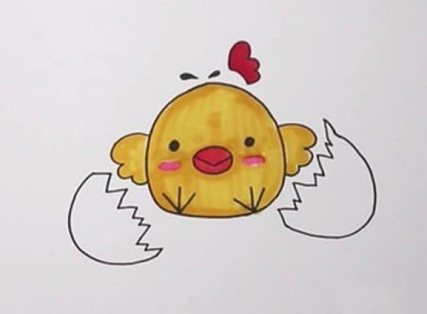 小鸡破壳简笔画