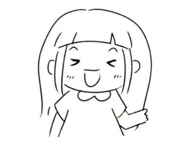 活泼可爱的小女孩简笔画