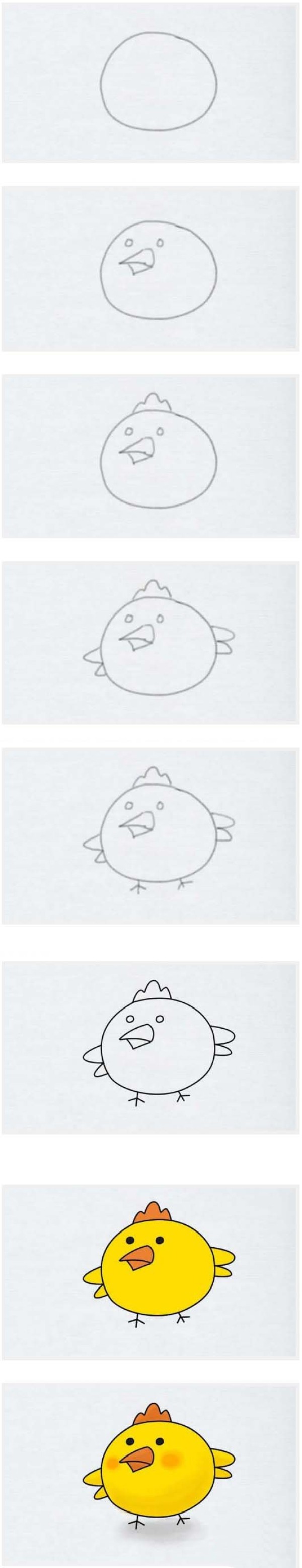 卡通小鸡简笔画