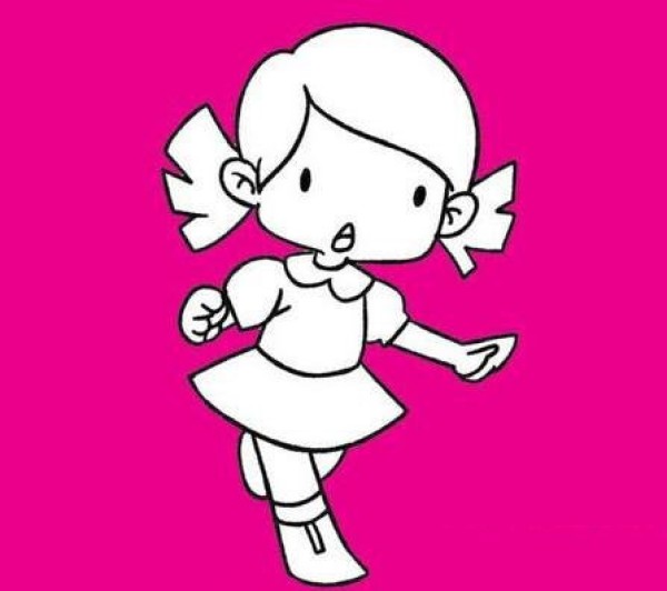 玩风车的小女孩简笔画