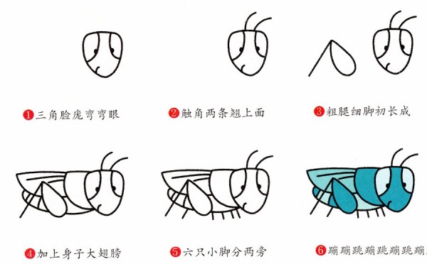 绿色的蚱蜢简笔画