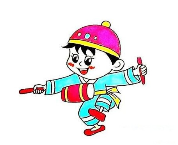 怎么画打腰鼓的小男孩
