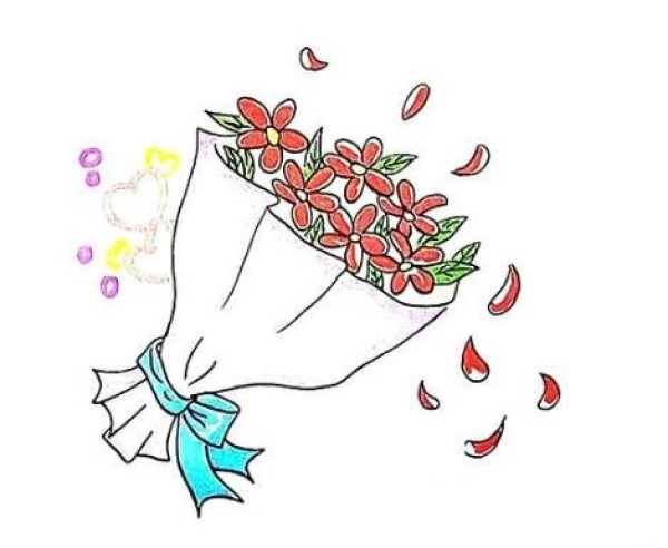 美丽的一束鲜花简笔画