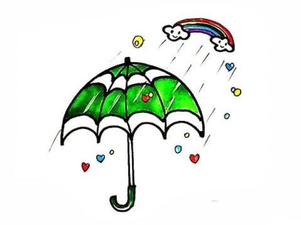 一步一步画彩色雨伞简笔画