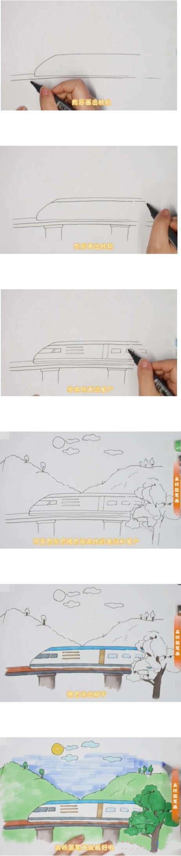 复兴号高铁简笔画