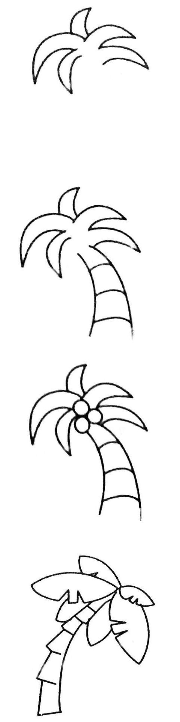 海滩椰子树简笔画