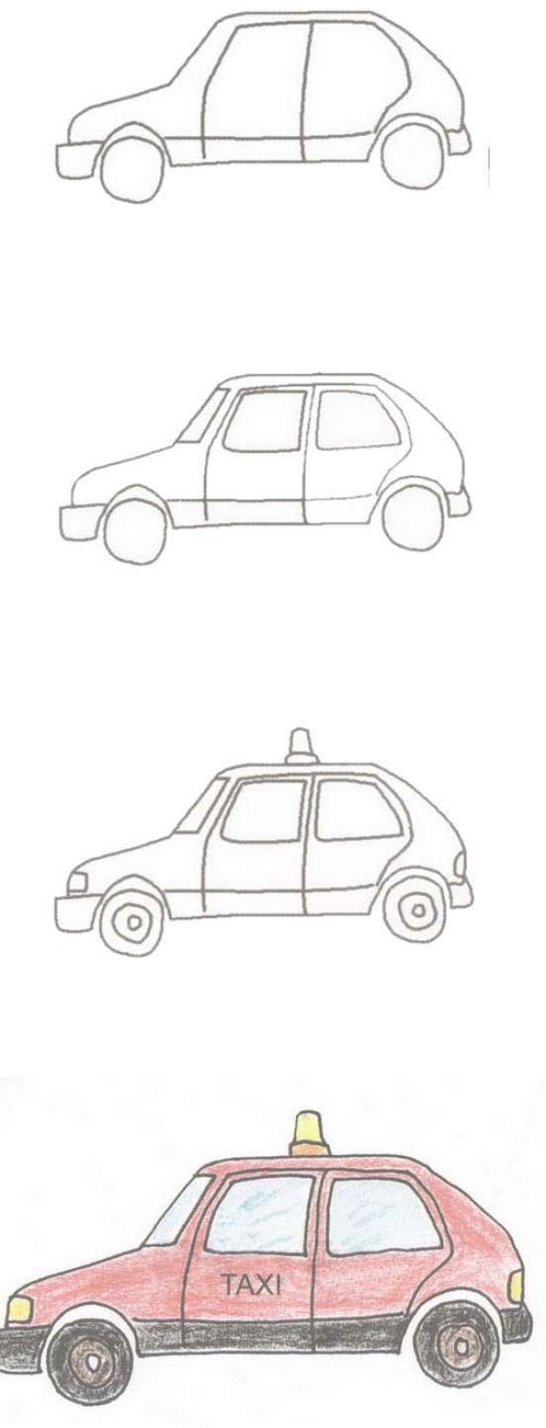 红色的出租车简笔画