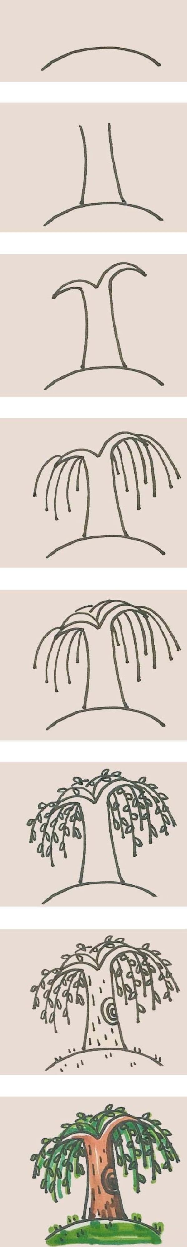 简单漂亮柳树简笔画