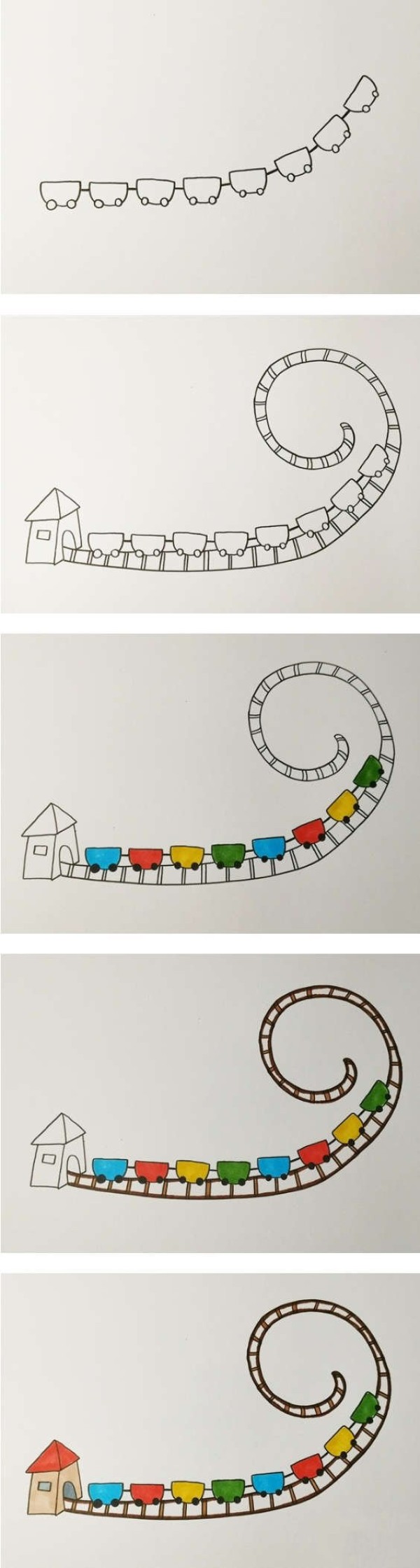 游乐场过山车简笔画