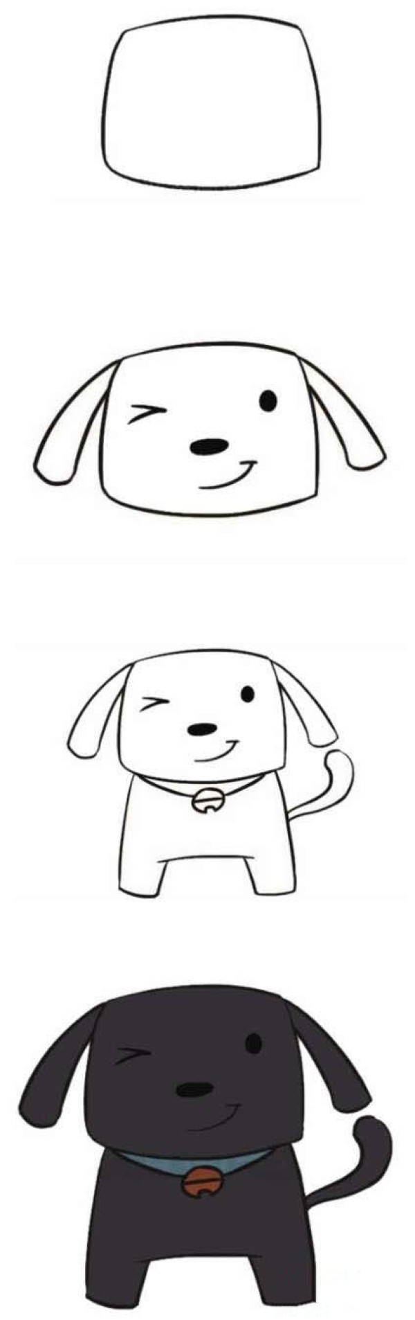 可爱的小黑狗怎么画